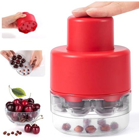 Snocciolatore per 6 ciliegie snocciolate, snocciolatore per olive con meccanismo a pressione, snocciolatore per frutta, macchina per snocciolare le ciliegie per una rapida rimozione dei noccioli. (1/5)