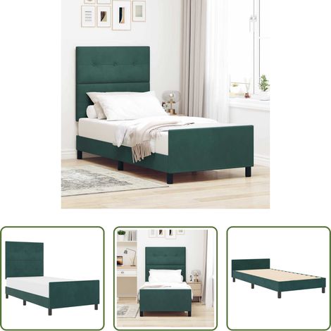 vidaXL Kopfteil -  Boxspringbett mit Kopfteil Dunkelgrün 100 x 200 cm Samt