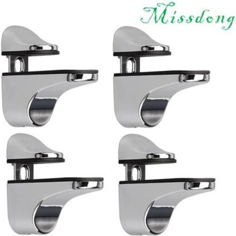 Adjustable Glass Shelf Bracket, 4 Pcs Glass Shelf Bracket, Wall Mount Glass Clamp, Bracket for Glass Shelves, for Glass Shelf (1/5)