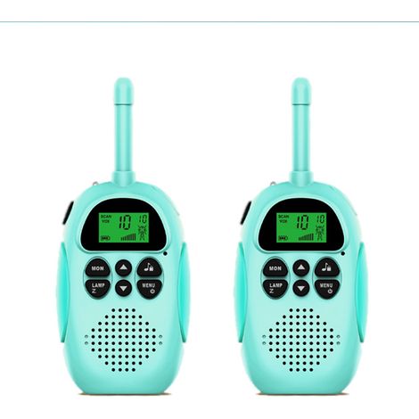 2 talkies-walkies enfants, 16 canaux, portée 3 à 5 km, lampe torche intégrée, ABS et revêtement silicone, pour plein air et jeux (1/5)