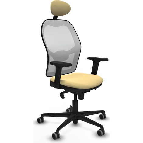 Jorquera sincro malla blanca similpiel crema brazos 2D base nailon cabecero fijo ruedas 65mm engomada (1/5)