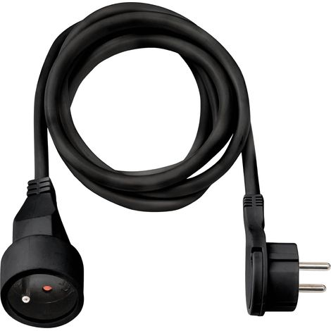 Rallonge électrique avec fiche Plate, 5m H05VV-F 3G1,5, Noire (1/5)