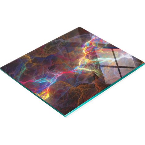 Pannello decorativo multifunzionale da cucina in vetro temperato con motivo frattale, 60x52 cm. (1/5)