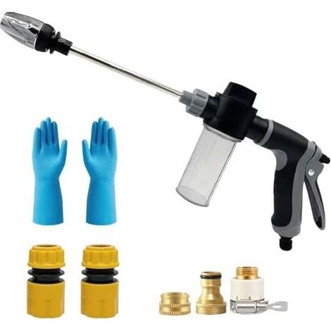 Hochdruckreiniger, Power Jet für Gartenschläuche, Powerjet-Druckreiniger mit Zubehör und Handschuhen zum Autowaschen, Bewässern von Rasen und Gärten - (1/5)