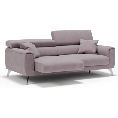 Caravaggio Sofa mit verschiebbaren Sitzen aus wasserfestem, weichem Stoff T02 169 cm Rosa