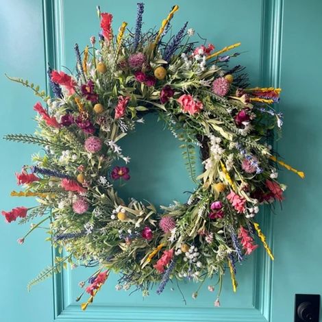 Couronne Artificielle Tournesol - 45 cm - Décoration Printemps Porte D'Entrée Intérieur Extérieur - 1 Pièce (1/5)