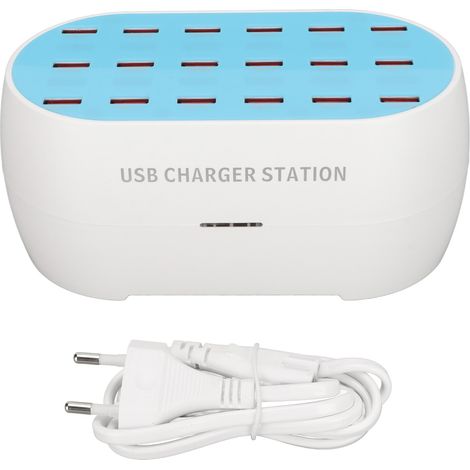 Station de Recharge USB 120W 18 Ports, Chargeur Rapide Multiple pour Smartphones et Tablettes, Prise UE (1/5)