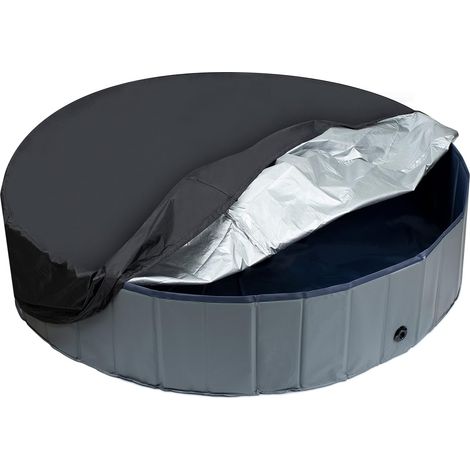 Bâche Protection Piscine Chien Rond - Pliable - Étanche Anti-Poussière Lavable - Design Cordon Serrage (1/5)