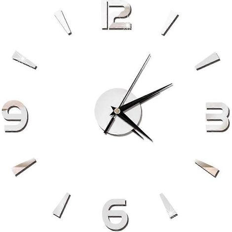 Horloge murale miroir 3D - Mouvement silencieux, grande horloge à pendule autocollante pour chambre ou salon, 50,8 cm (1/4)