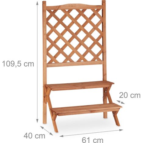 Scala per fiori con grigliato 109,5 x 61 x 40 cm 2 livelli decorativa in legno di pino naturale 130006047