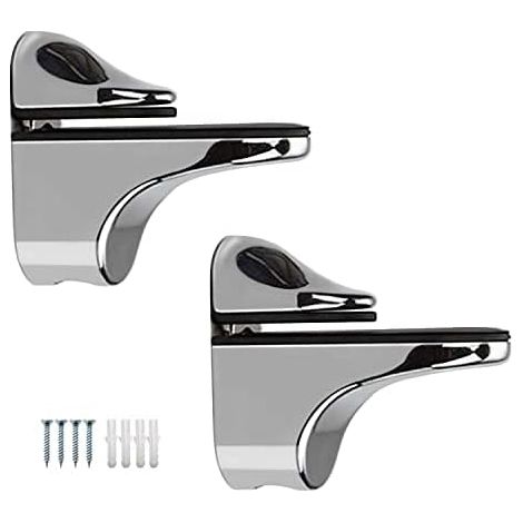 2-Part Adjustable Glass Shelf Bracket, Support for 5-22mm Thick Wood/Glass Shelves (1/5)