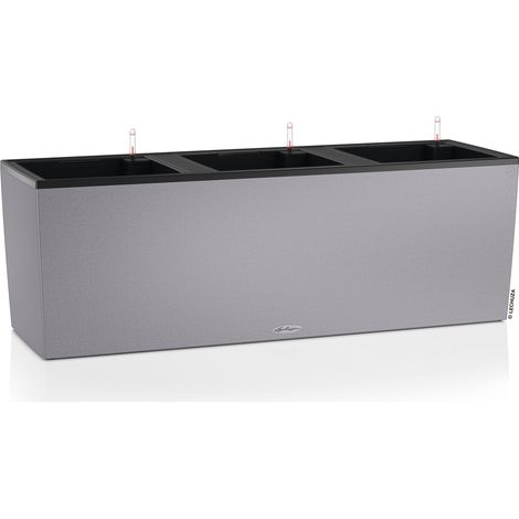 LECHUZA® Pflanzkasten TRIO Stone 40 Steingrau mit 3 Einsätzen All-in-One (1/2)