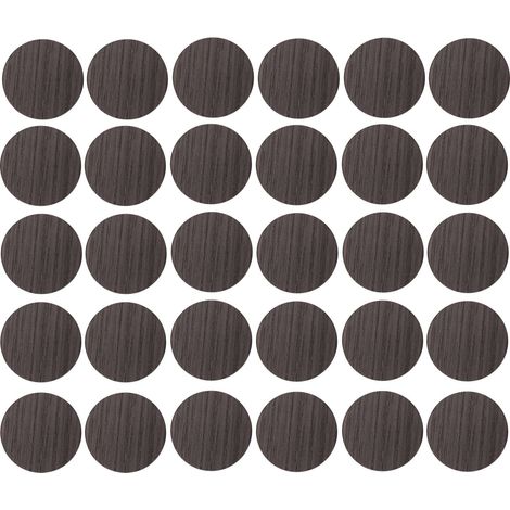 30x Cache vis adhésif autocollant diamètre 20mm bouchon trou meuble table chaise maison, bois marron wengé