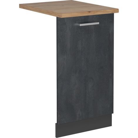 Façade de lave-vaisselle R-Line, Béton noir, 45cm , PT Chêne, Vicco