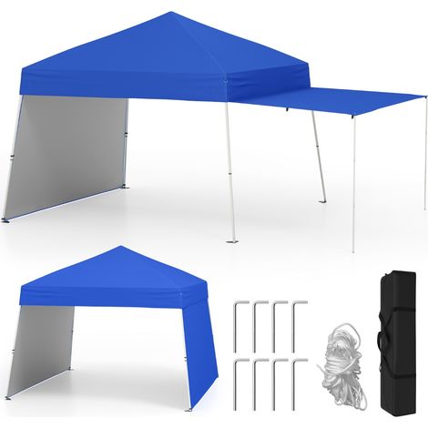 Tenda gazebo con pareti laterali convertibili in tenda da sole, Rifugio solare da esterno pieghevole Blu (1/5)