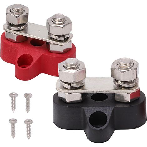 Kit de connecteur de borne de batterie M8, kit de connecteur de borne positive et négative, blocs de jonction isolés DC 12V 24V pour l’automobile, la voiture, la marine (1/5)