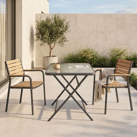 Table - HOME DECO FACTORY - Formentera - Verre Trempé - Pliable - Gris (1/5)