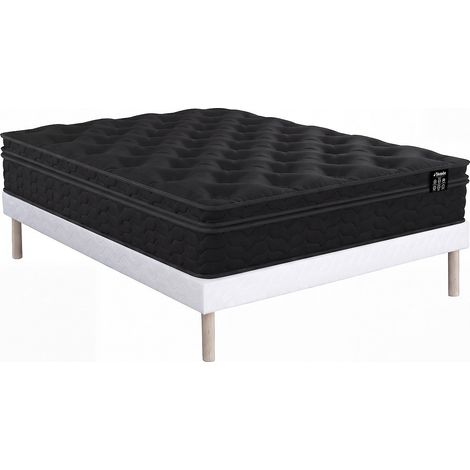 Set rete + materasso ibrido molle insacchettate, topper integrato e rivestimento nero sp. 30 cm 140 x 190 cm - GAMIANI di YSMÉE (1/3)