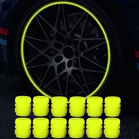 lot De 12 Bouchons Valve Pneu Voiture Fluorescents, Bouchons De Tige De Valve De Pneu De Voiture Lumineux Universels Capuchon Anti-poussire De Voi (1/5)