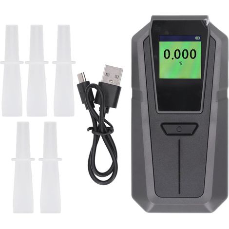 Éthylotest portable haute précision avec embouts buccaux, détecteur d'alcool dans l'haleine, alarme lumineuse, testeur de souffle professionnel pour usage personnel ou professionnel (1/5)