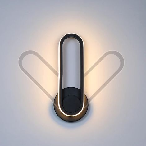 ZOLGINAH Aplique de pared interior moderno Aplique de pared LED de temperatura de 3 colores Aplique de pared interior de 12 W Aplique de pared con rotación de 360 ° (Negro) (1/5)
