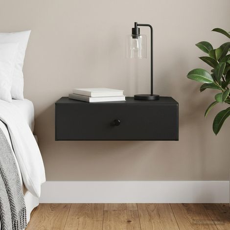 vidaXL Tavolino da Parete Laterale Nero 59 x 34,5 x 17 cm (1/5)