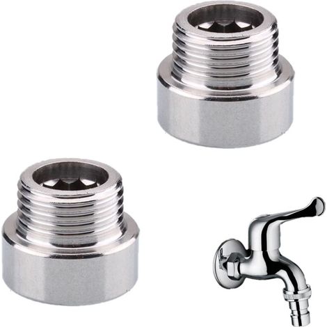 Lot de 2 rallonges de robinet 1/2", en acier inoxydable, rallonge de pommeau de douche, raccord fileté pour raccordement d'eau, robinet d'arrêt, robinetterie, valves d'angle (longueur 1 cm)