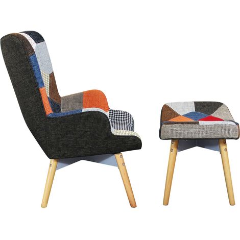 JULIE - poltrona con poggiapiedi moderna patchwork (1/3)
