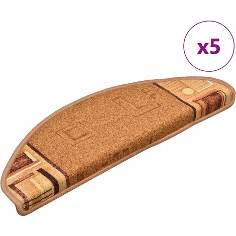 Lot de 5 Tapis d'escalier autoadhésifs Tapis de marche Marchette Escalier 65x25 cm Beige 30510 (1/5)