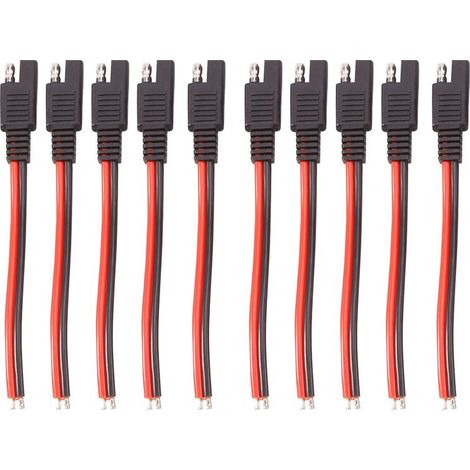 Lot de 10 rallonges SAE 14 AWG à 2 broches, connecteur rapide de 15 cm, pour panneaux solaires de moto