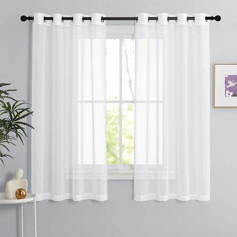 Lot 2 voilages 137x168cm – lin effet naturel, œillets – maison, chambre, hôtel – blanc (1/5)