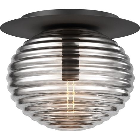 Maytoni Reels Plafonnier Globe Moderne Noir 1xE27 Abat-jour Fumé