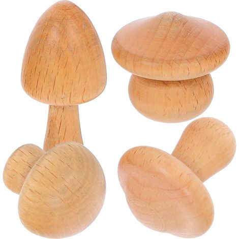Lot de 4 patères murales sans clous au design champignon (1/5)