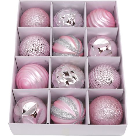 Boules de Noël, décorations pour sapin de Noël, fêtes de famille, dîners dans le jardin, fêtes d'anniversaire, rose (1/5)
