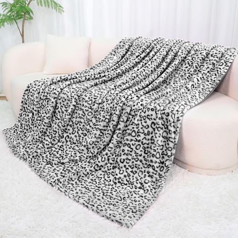 Couverture noire pour lit simple – Jeté en molleton léger à imprimé guépard pour lit, canapé, couverture pelucheuse en peluche confortable pour décoration de maison, chambre à coucher, dortoir, toutes (1/5)