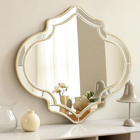 Specchio Barocco Parete Ingresso Cornice Dorato Ondulato (1/5)