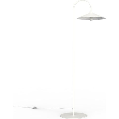 LUMICOM  CHAPEAU Piantana, 1XE27, max 42W, metallo, bianco opaco/foglia argento, D40cm H170cm