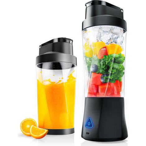 Mini blender portable autonettoyant, gobelet à jus 700 ml, rechargeable par USB, avec 6 lames améliorées, transparent (1/5)