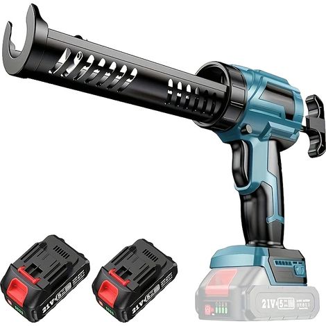Pistolet à calfeutrer électrique sans fil, réglage à quatre vitesses, lumière LED, avec 2 batteries (1/2)
