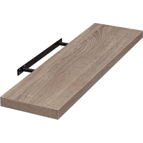 Étagère murale 80 cm en MDF, coloris brun café clair, étagère de rangement décorative flottante convient pour le salon, la chambre, la salle de bain ou le couloir (1/5)