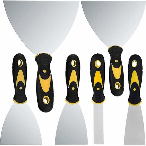 Spatole per Stucco, 6 Pcs Coltelli da Stucco con Manico Antiscivolo Coltelli da Intonaco Per Stucco Decalcomanie Carta da Parati Patch Pittura, Silver, 23mm, 50mm, 75mm, 100mm, 120mm, 150mm