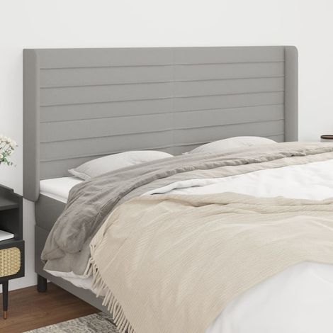 Kopfteil mit Ohren Hellgrau 163x16x118/128 cm Stoff vidaXL (1/5)