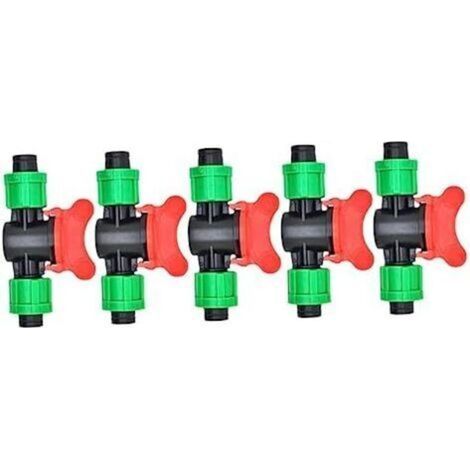 CSPARKV 5 Pièces Valve Verte 16mm Tuyau d'arrosage Raccord cannelé 1/2 soupapes durite Lien Goutte à Goutte Valve Droite à Double Bouton Extérieur goutteur Vanne Droite Changer Accessoires (1/5)