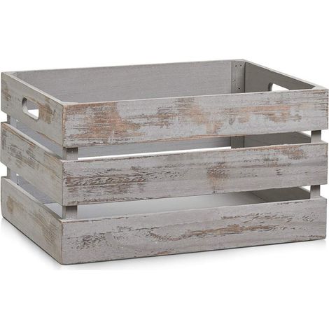 Zeller 15138 Cesto Contenitore Vintage Grau, Legno, Grigio, 39x29x21 cm (1/4)