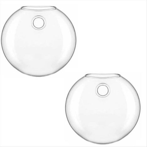 Lot de 2 Vases Muraux en Verre, Système Auto-Arrosant, Design Rond Transparent, Décoration Maison Bureau (1/5)