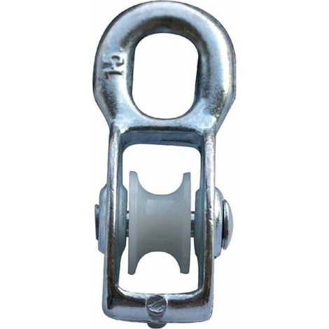 Poulie acier avec galet nylon pour câble 9mm universelle charge 300kg guide mobile coinceur descendeur corde (1/2)