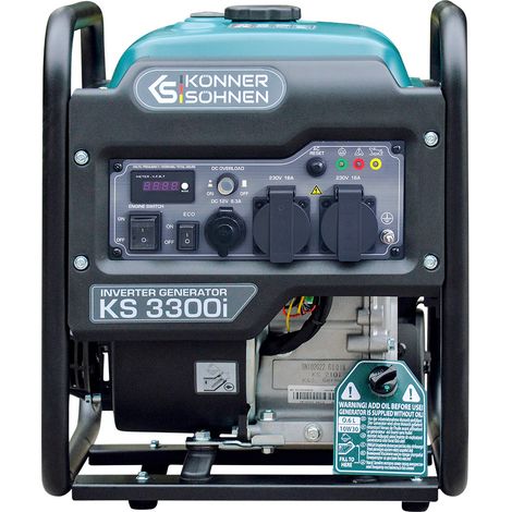 Könner & Söhnen Generatore Inverter KS 3300i, 3,3 kW, Silenzioso, Onda Sinusoidale Pura, Modalità ECO, Ideale per Campeggio, Fai-da-te e Dispositivi Elettronici Sensibili, USB Integrata (1/5)