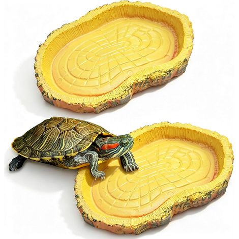Bol d'eau 2 pièces pour terrarium, gamelle tortue, mangeoire reptile 11x8x1cm, idéal serpents, geckos. (1/5)