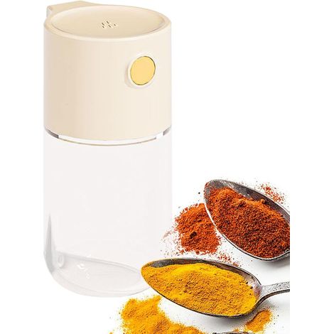 Bouteille d'assaisonnement doseuse Mesurer les salières et poivrières avec couvercle Aide de cuisine, distributeur d'épices à poussée quantitative précise, bouteille transparente, pour la cuisine (1/5)
