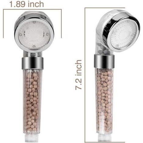 Pommeau de douche LED, douchette de salle de bain avec 7 couleurs LED, haute pression, économie d'eau, jets et double filtre anti-chlore
